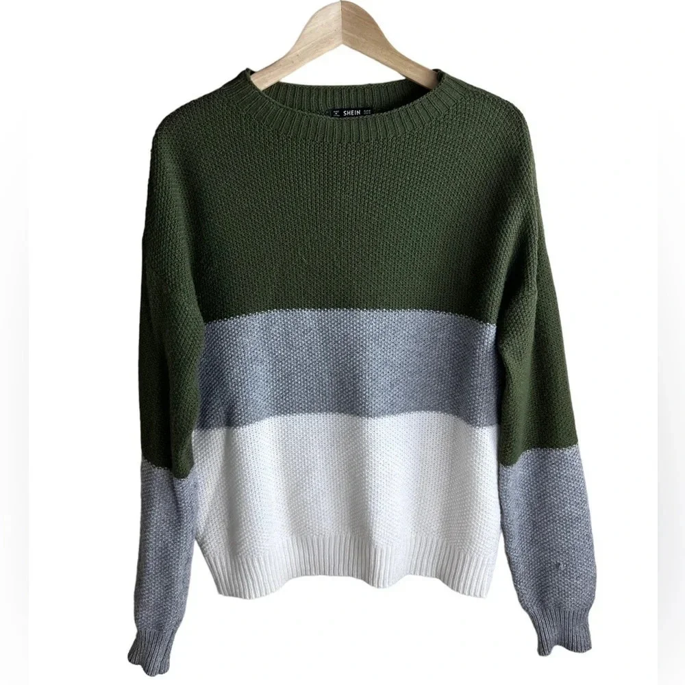 SHEIN • Color Block Drop Shoulder Sweater